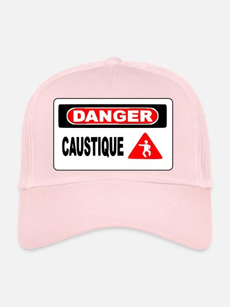 Panneau Danger Caustique - Casquette trucker  - rose pâle - Devant
