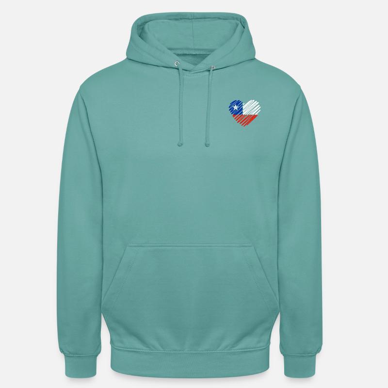 Drapeau du Chili Coeur - Sweat-shirt à capuche unisexe - turquoise pastel