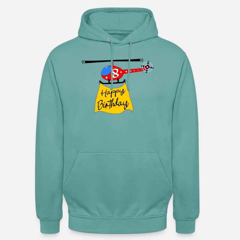 Hélicoptère Joyeux anniversaire 8 - Sweat-shirt à capuche unisexe - turquoise pastel