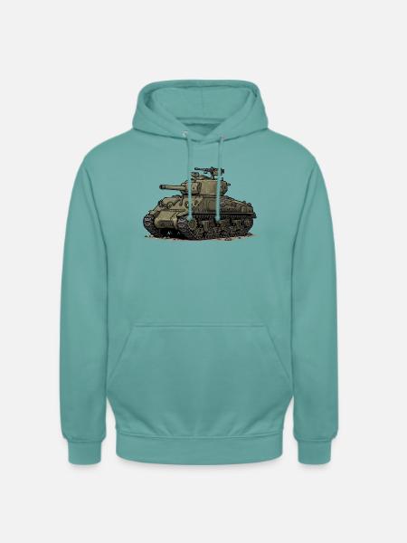 Sherman Panzer Cartoon Illustration | RCCX - Unisex Hoodie - Pastelltürkis
