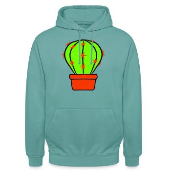 Kaktus Pflanze Stachelig Stacheln Wüsten Kakteen - Unisex Hoodie - Pastelltürkis - Vorne - Alina (178cm) & Michal (187cm)