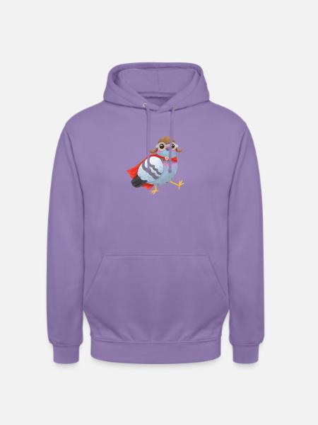 Superhelden Taube – Mit Cape & Fliegerkappe - Unisex Hoodie - Lavendel