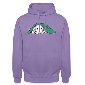 Hase unter der Decke - Unisex Hoodie - Lavendel - Vorne - Alina (178cm) & Michal (187cm)