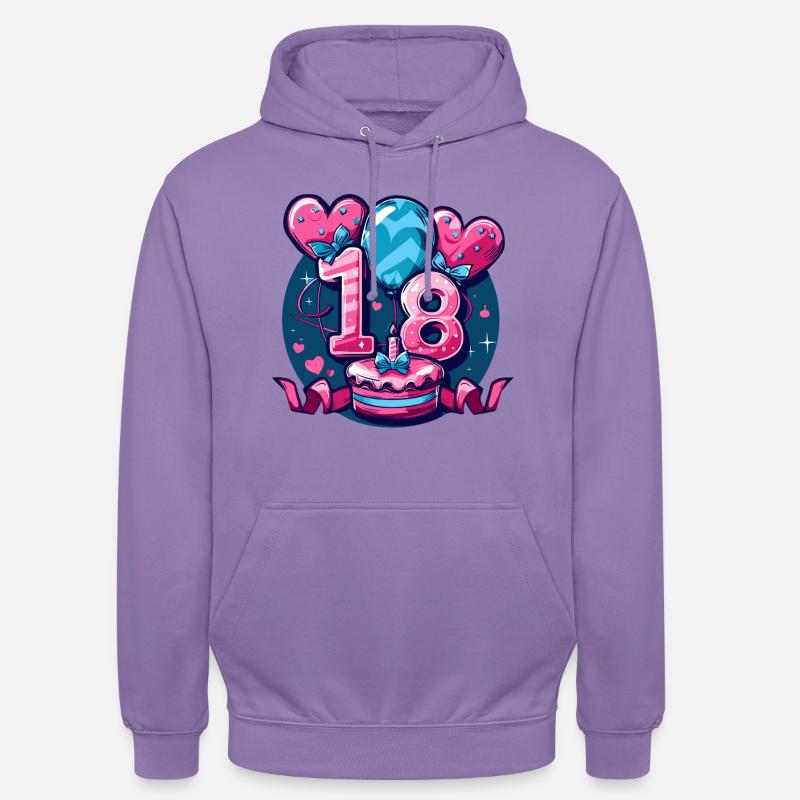 18e anniversaire de l’âge - Sweat-shirt à capuche unisexe - lavande