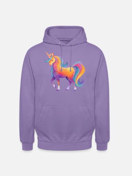 Glitzer Regenbogen Einhorn - Unisex Hoodie - Lavendel