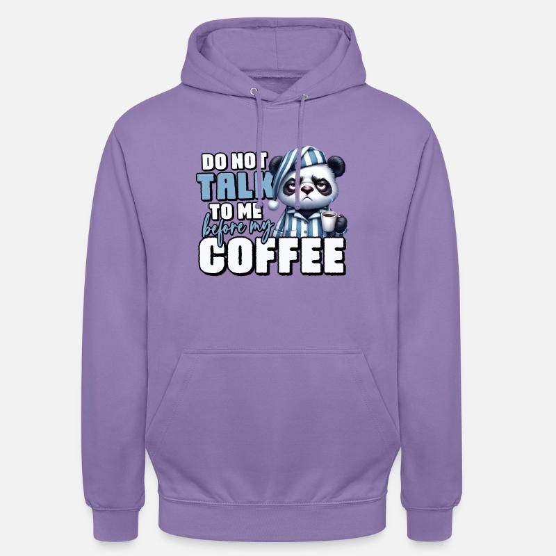 Grumpy panda bear with coffee - Unisex Hoodie - lavender