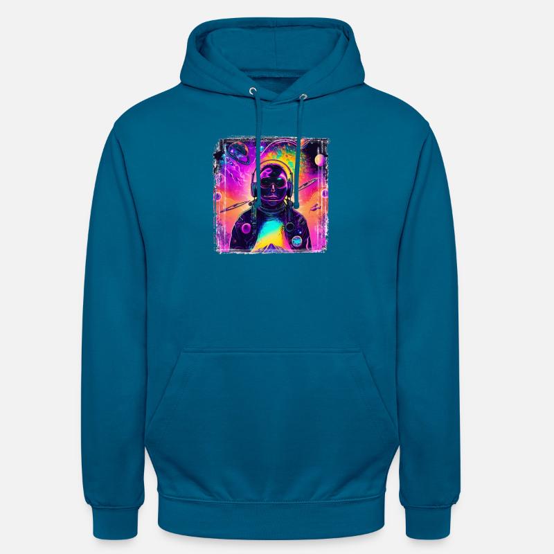 Neon Astronaut im Cosmic Psychedelic - Unisex Hoodie - Tiefseeblau 