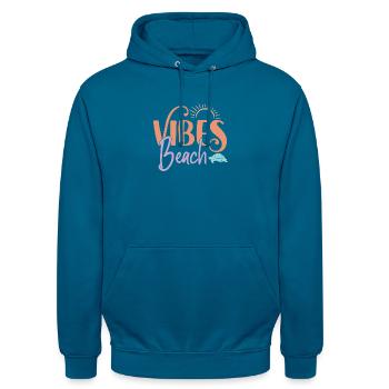 Strand-Vibes - Unisex Hoodie - Tiefseeblau  - Vorne - Alina (178cm) & Michal (187cm)