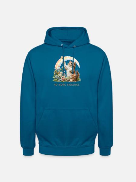 « Plus de violence » Rainbow Kitten & Butterfly - Sweat-shirt à capuche unisexe - bleu profond