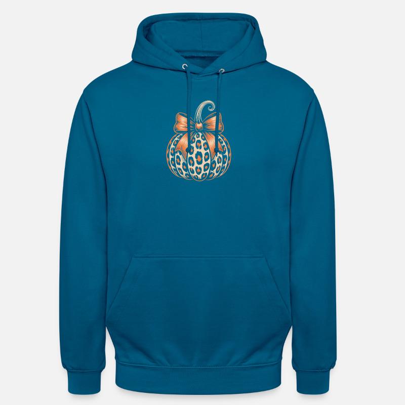 Citrouille à imprimé léopard avec nœud - Sweat-shirt à capuche unisexe - bleu profond 