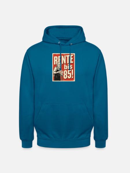 Rente bis 85 Retro-Poster Politik - Unisex Hoodie - Tiefseeblau
