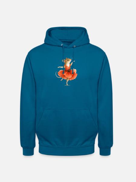 Tanzende Maus mit Mohnblütenkleid - Unisex Hoodie - Tiefseeblau