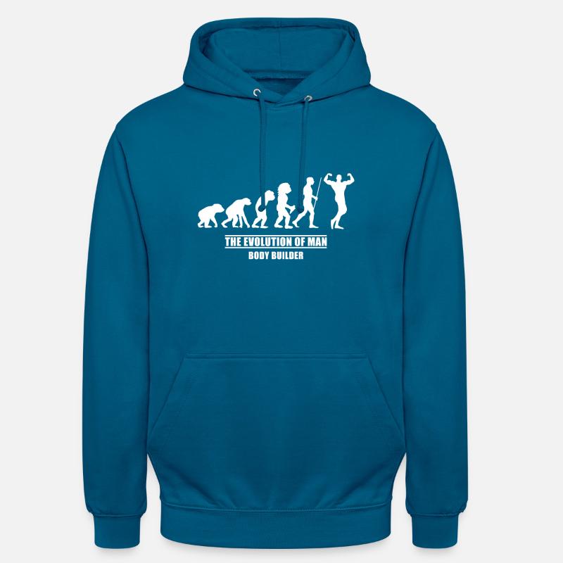 Evolution de la musculation - Sweat-shirt à capuche unisexe - bleu profond 