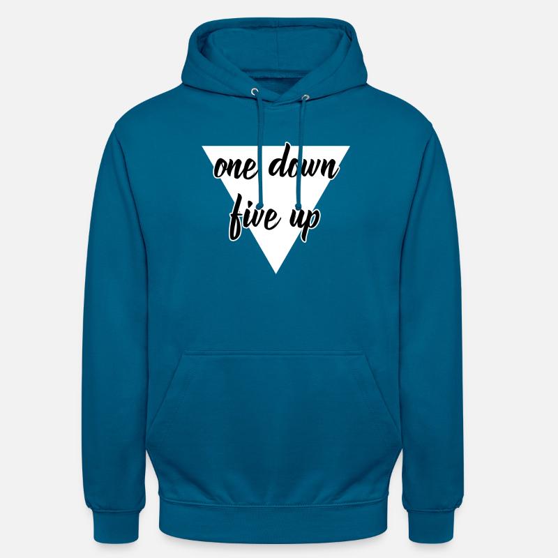 One Down Five Up design blanc - Sweat-shirt à capuche unisexe - bleu profond 