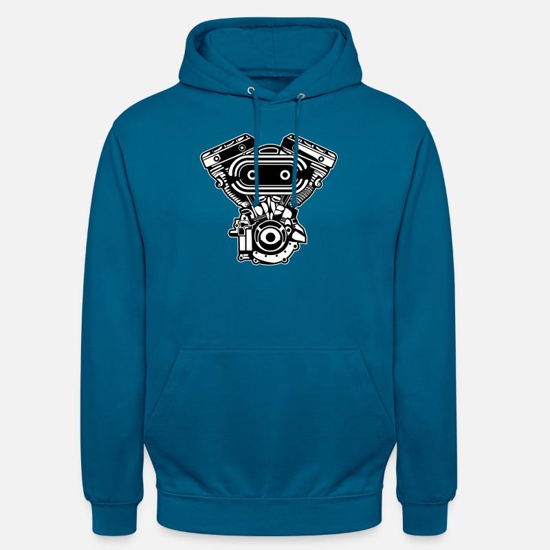 Motorcycle Engine / Engine 02_black - Unisex Hoodie - deep sea blue