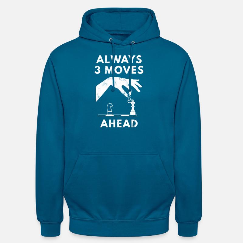 Echecs - Echecs - Echecs - Trains - Sweat-shirt à capuche unisexe - bleu profond