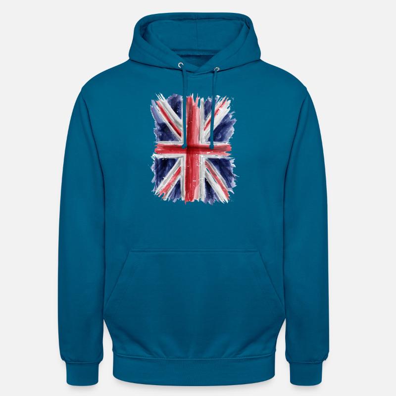 Britisk flag - Hættetrøje unisex - dybt havblå 