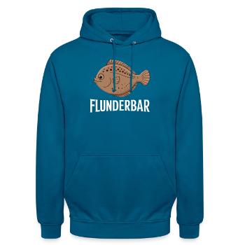  Flunderbar Lustiger Flunder Wortspiel Für Angler - Unisex Hoodie - Tiefseeblau  - Vorne - Alina (178cm) & Michal (187cm)