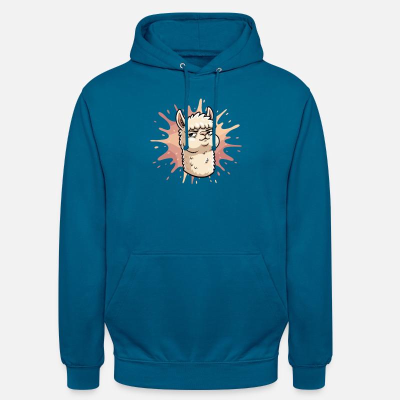 Éclaboussure de lama confiante - Sweat-shirt à capuche unisexe - bleu profond 