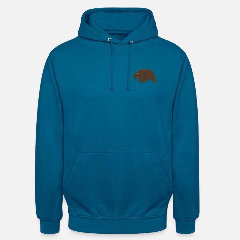 Brunbjörn broderad - Luvtröja unisex - djuphavsblå