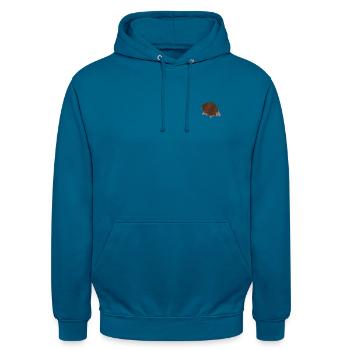 Igel bestickt - Unisex Hoodie - Tiefseeblau  - Vorne - Alina (178cm) & Michal (187cm)