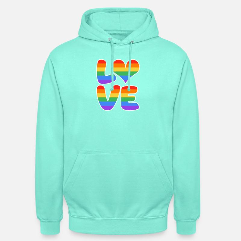 Conception de cœurs arc-en-ciel - Sweat-shirt à capuche unisexe - menthe