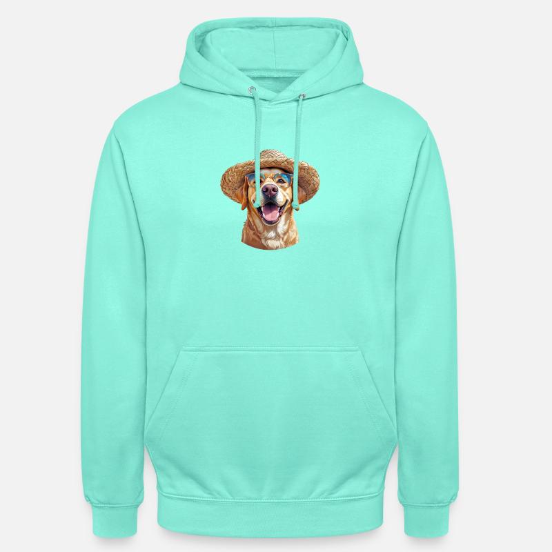 Labrador mit Strohhut & Sonnenbrille - Unisex Hoodie - Mint