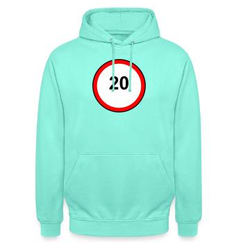 Tempo20 Schild Retro Illustration - Unisex Hoodie - Mint - Vorne - AI Model Male 185 light (185cm) & AI Model Female 180 light (180cm)