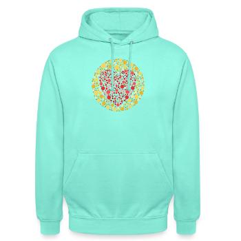 Herz Farbtest - Unisex Hoodie - Mint - Vorne - AI Model Male 185 light (185cm) & AI Model Female 180 light (180cm)
