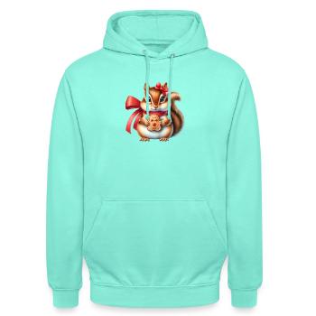 Ginger Squirrel with Cookie - Unisex Hoodie - mint - Front - AI Model Male 185 light (185cm) & AI Model Female 180 light (180cm)