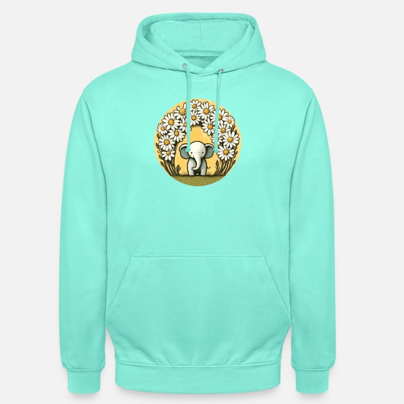 Elefant im Gänseblümchen-Ring - Unisex Hoodie - Mint