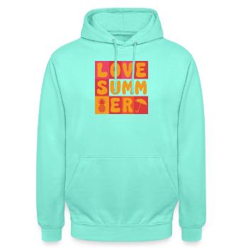 Ich liebe den Sommer - Unisex Hoodie - Mint - Vorne - AI Model Male 185 light (185cm) & AI Model Female 180 light (180cm)