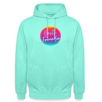 Beste Freundin! Neon kreis Personalisierbar - Unisex Hoodie - Mint - Vorne - AI Model Male 185 light (185cm) & AI Model Female 180 light (180cm)