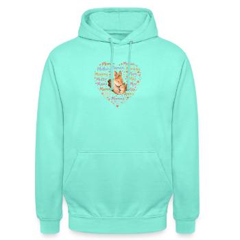 Rabbit Mom Heart – Mother's Day Gift - Unisex Hoodie - mint - Front - AI Model Male 185 light (185cm) & AI Model Female 180 light (180cm)