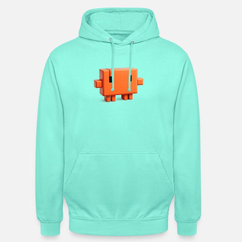 Claude Code Pixel 3D Mascot Cute Dev Naklejka - Bluza z kapturem typu unisex - miętowy