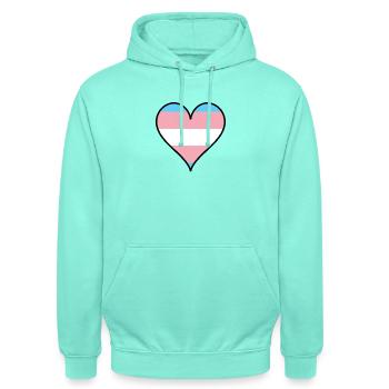 Trans Pride Herz - Unisex Hoodie - Mint - Vorne - AI Model Male 185 light (185cm) & AI Model Female 180 light (180cm)
