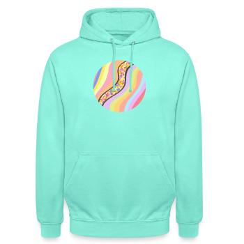 Joyful stream - Unisex Hoodie - mint - Front - AI Model Male 185 light (185cm) & AI Model Female 180 light (180cm)