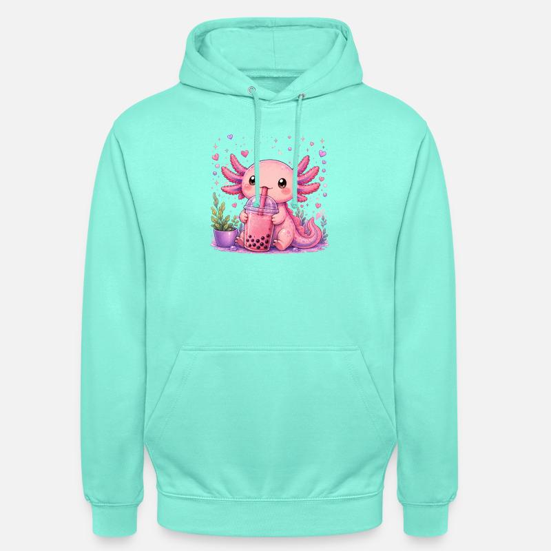 Axolot rose avec bubble tea - Sweat-shirt à capuche unisexe - menthe