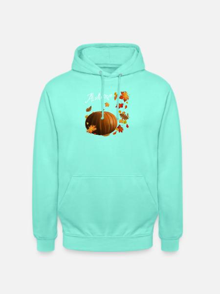 Autumn - Kürbis mit bunten Herbstblättern - Unisex Hoodie - Mint