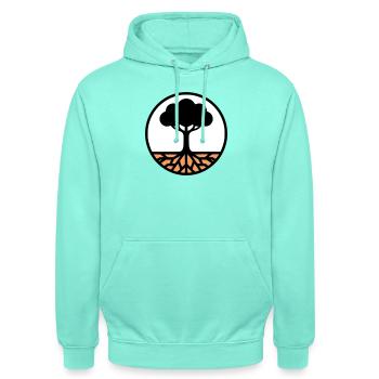 Icône du Cercle de l’Arbre de Vie - Sweat-shirt à capuche unisexe - menthe - Devant - AI Model Male 185 light (185cm) & AI Model Female 180 light (180cm)