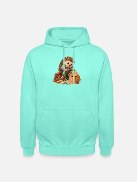 Igel baut ein Vogelhaus - Unisex Hoodie - Mint