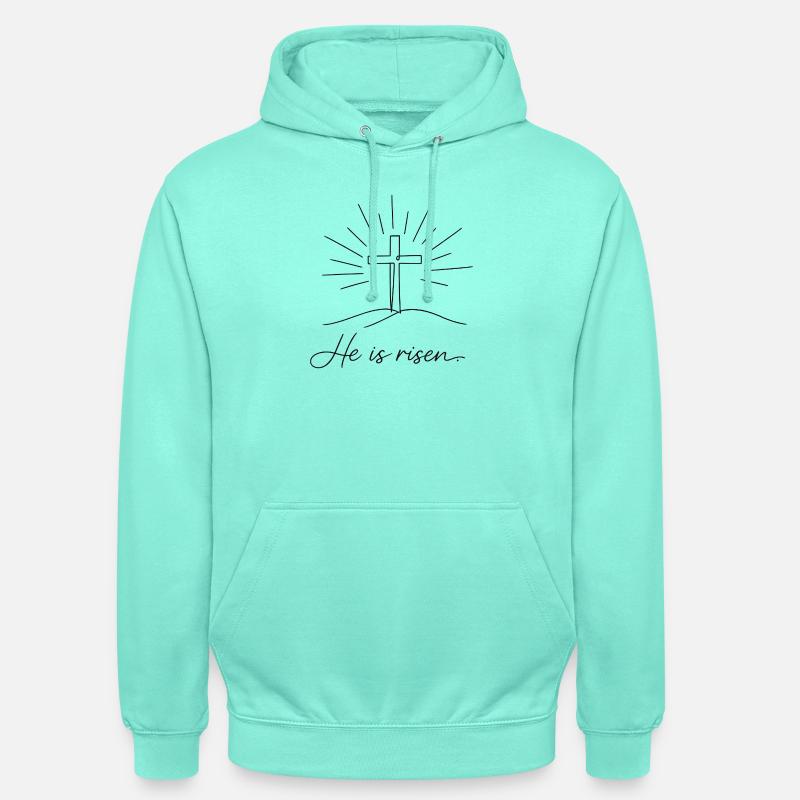 Crucifix He is Risen Easter Jesus - Unisex Hoodie - mint