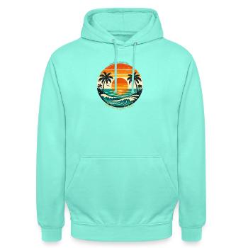 Endless Summer: Sea, Sun & Vibes - Unisex Hoodie - mint - Front - AI Model Male 185 light (185cm) & AI Model Female 180 light (180cm)