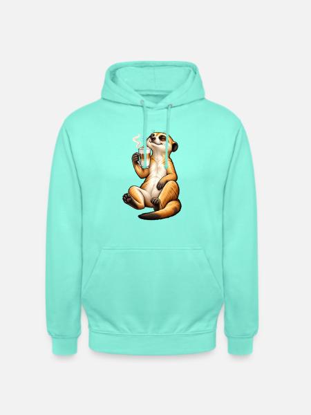 Süßes Erdmännchen mit Latte Macchiato - Unisex Hoodie - Mint