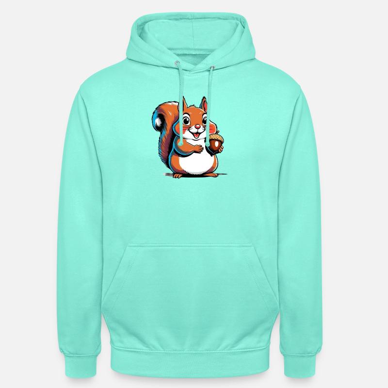 Niedlicher Eichhörnchen Druck mit Eichel - Unisex Hoodie - Mint