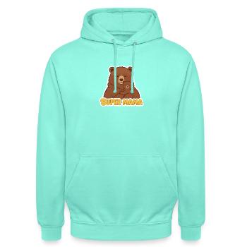 Super Mama Bear - Unisex Hoodie - mint - Front - AI Model Male 185 light (185cm) & AI Model Female 180 light (180cm)