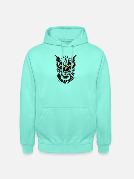 Visage d'un hibou - Sweat-shirt à capuche unisexe - menthe