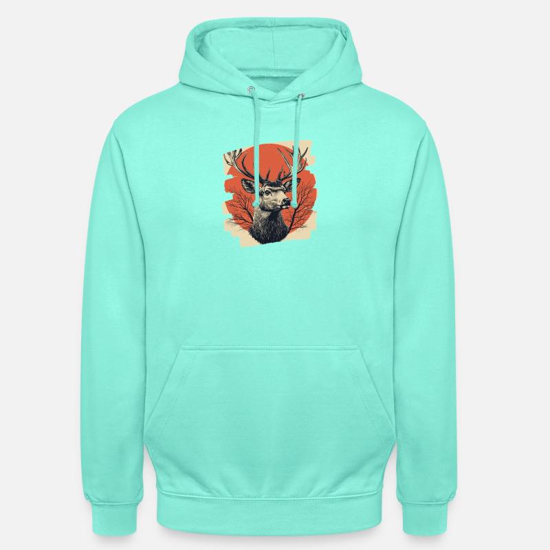 Cerf avec bois - Sweat-shirt à capuche unisexe - menthe