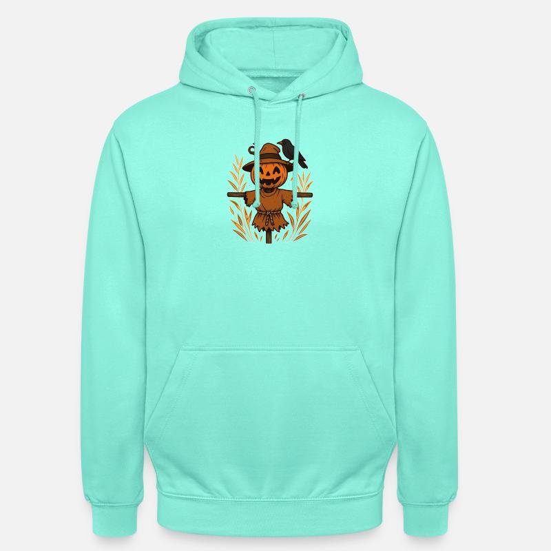 Pumpkin Ghost Scheuch with Raven - Unisex Hoodie - mint