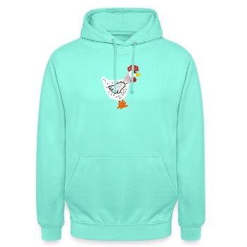 Poulets, poules, poules colorées, poules - Sweat-shirt à capuche unisexe - menthe - Devant - AI Model Male 185 light (185cm) & AI Model Female 180 light (180cm)